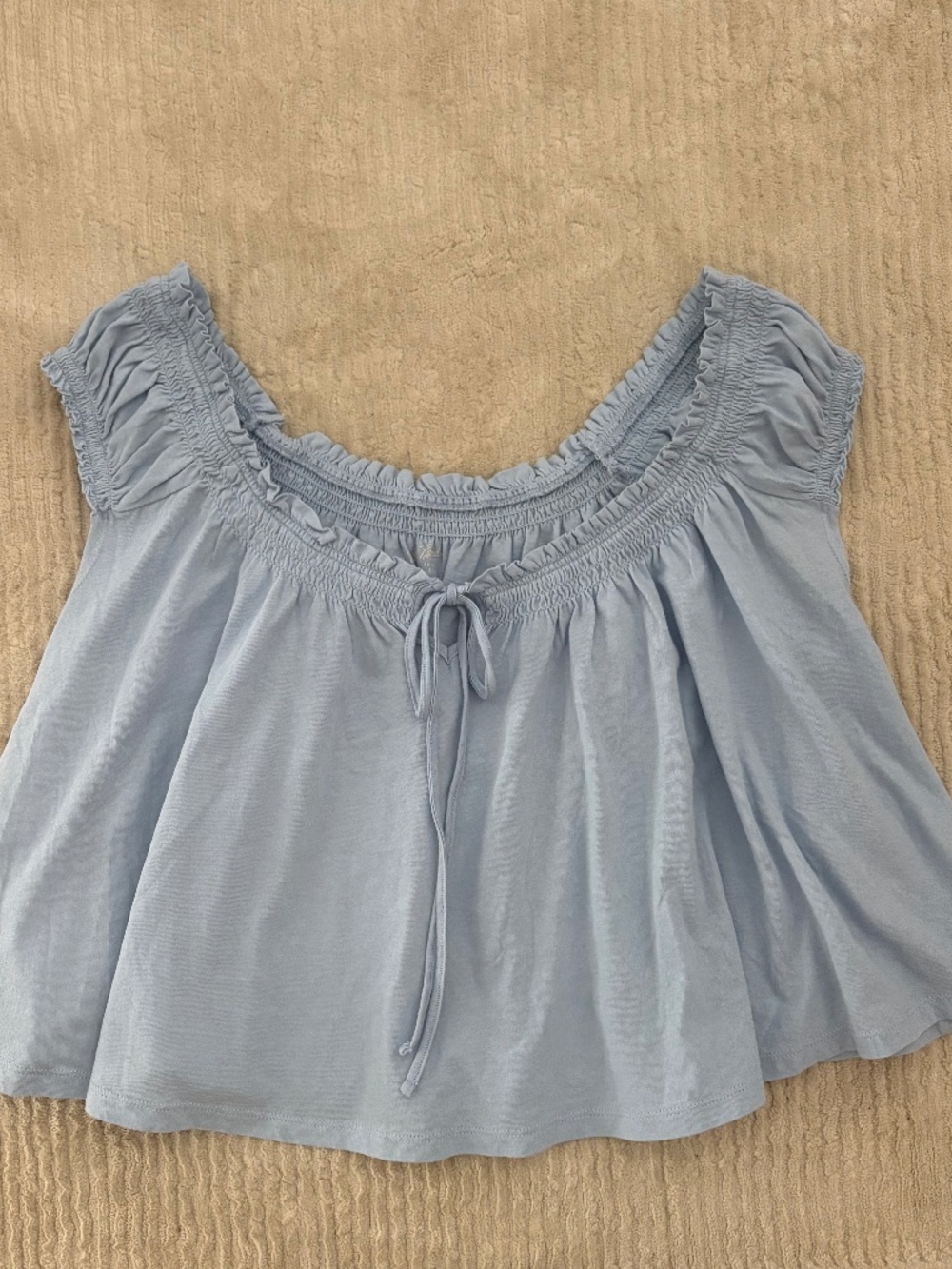 Soft Blue Top with Bow Detail